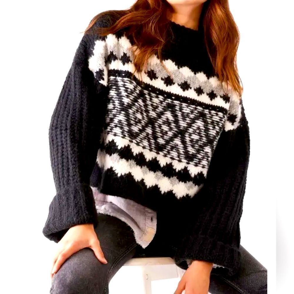 Free People Onyx Combo Fair Isle Sweater